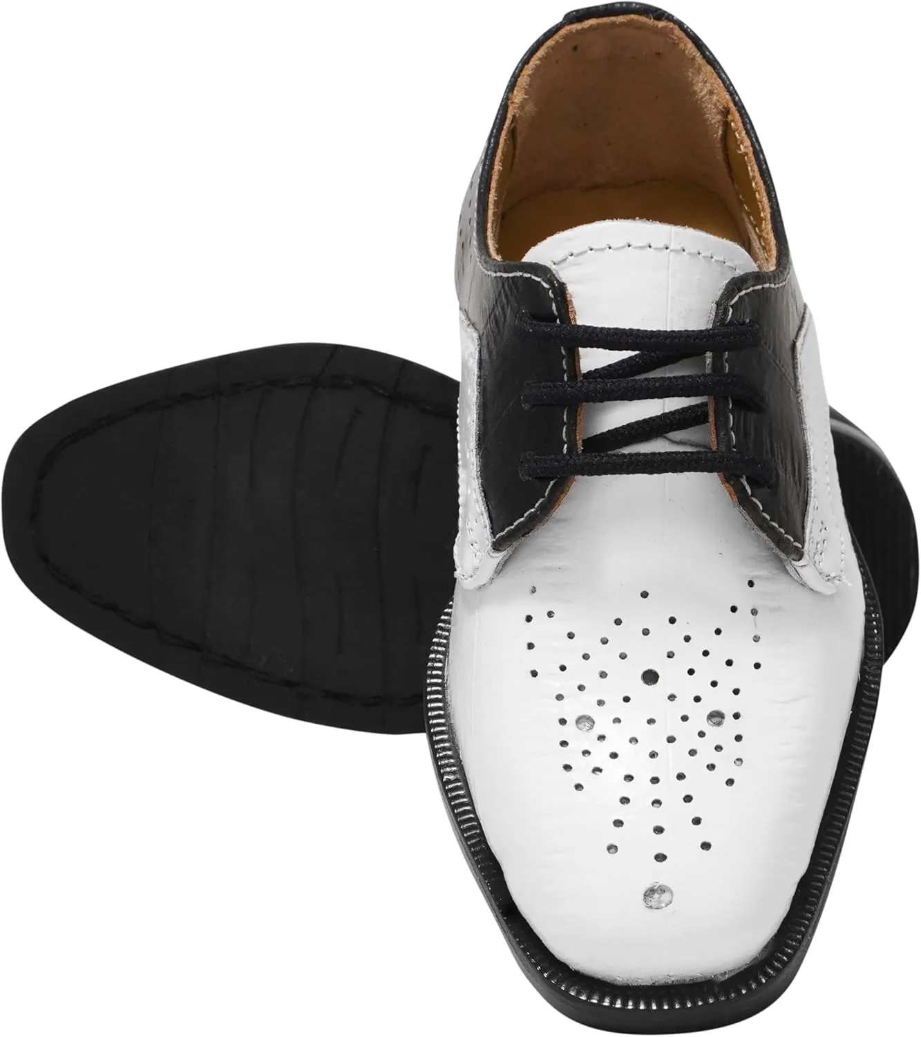 LIBERTYZENO Kids Animal Print Genuine Leather Kids & Toddlers Lace Up Oxford Dress Shoes for Prom Graduation