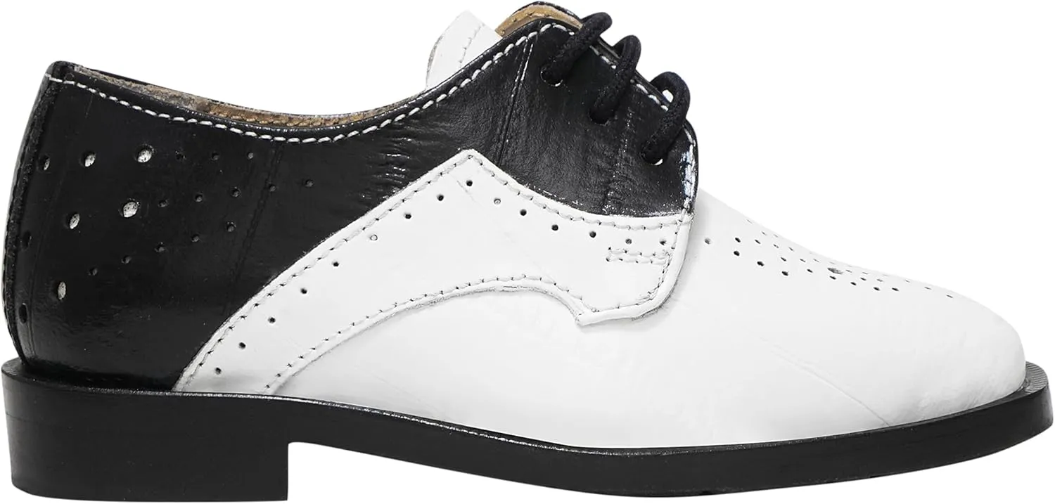 LIBERTYZENO Kids Animal Print Genuine Leather Kids & Toddlers Lace Up Oxford Dress Shoes for Prom Graduation