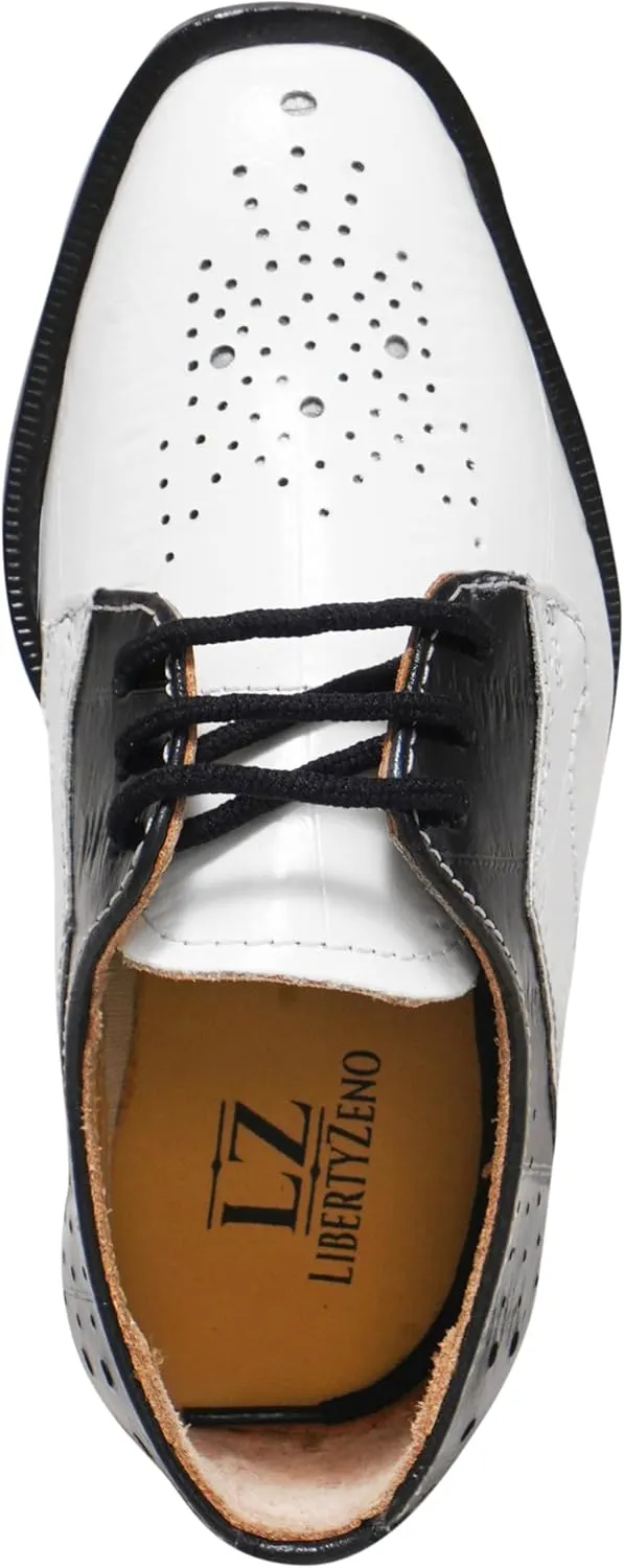 LIBERTYZENO Kids Animal Print Genuine Leather Kids & Toddlers Lace Up Oxford Dress Shoes for Prom Graduation