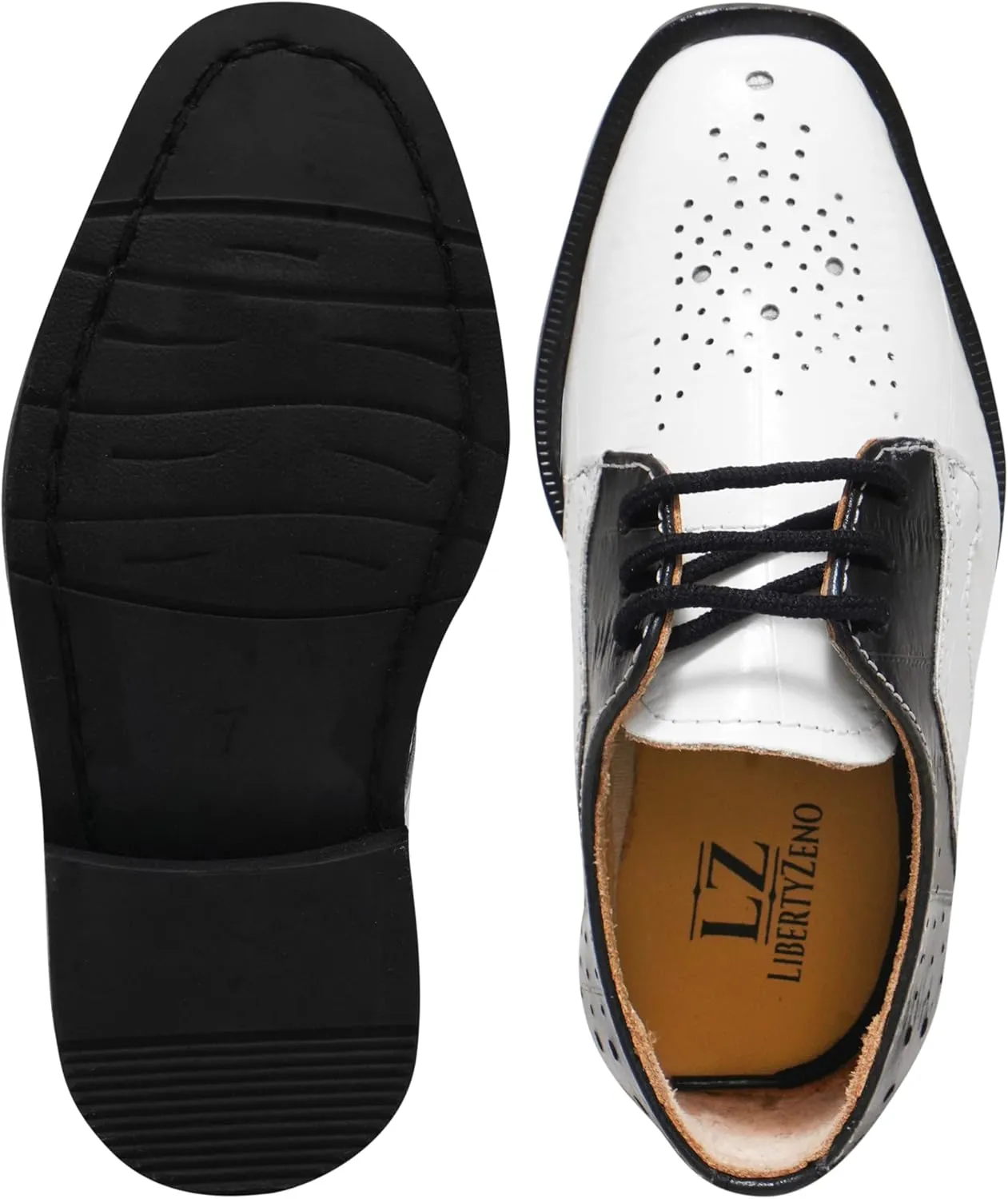 LIBERTYZENO Kids Animal Print Genuine Leather Kids & Toddlers Lace Up Oxford Dress Shoes for Prom Graduation