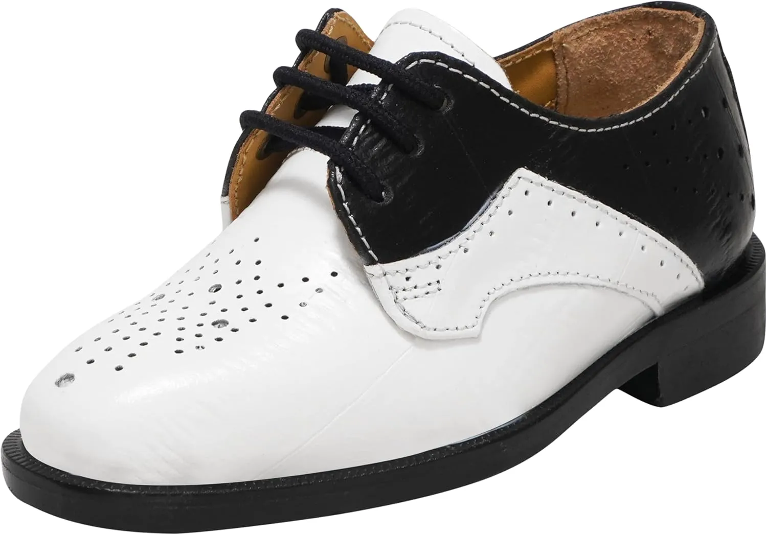 LIBERTYZENO Kids Animal Print Genuine Leather Kids & Toddlers Lace Up Oxford Dress Shoes for Prom Graduation
