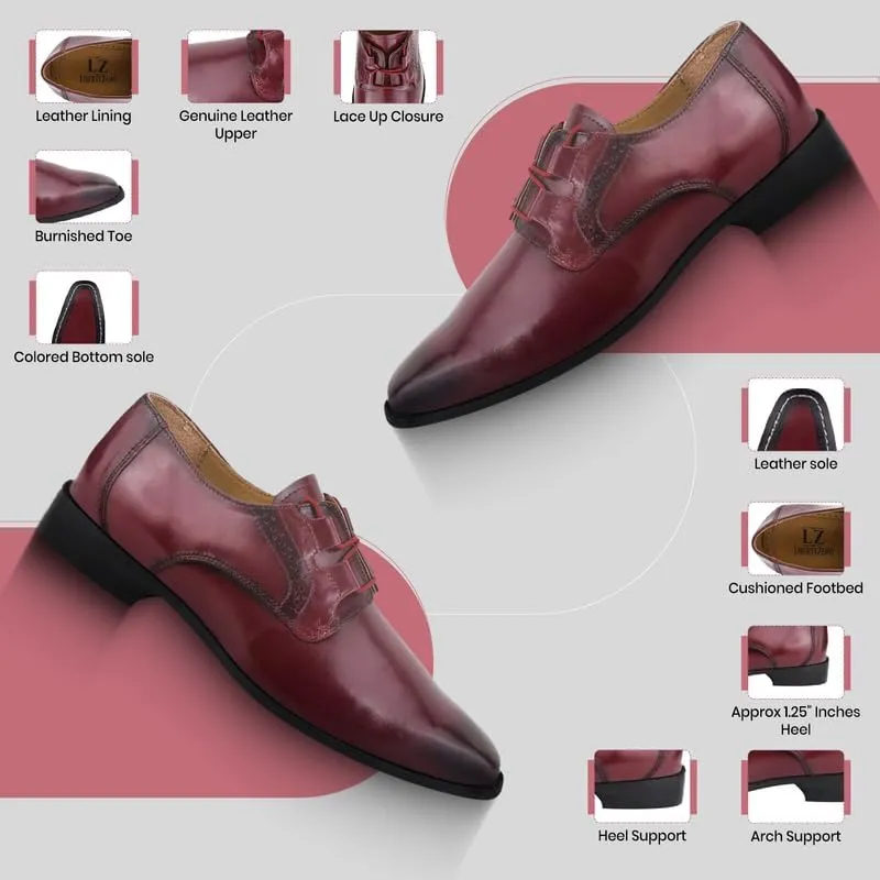 LIBERTYZENO Mens Plain & Animal Print Leather Adults Formal Lace Up Dress Shoes for Prom Graduation