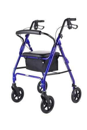 Lightweight Aluminum Rollator, Adjustable Rolling Walker with Seat for Elderly, 364 lb. Weight Capacity, Disabled, & Limited Mobility Patients, Walking Stabilizer with Four Wheels