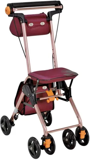 Lightweight Folding Four Wheel Rollator Walker with Padded Seat, Ergonomic Handles and Carry Bag, Limited Mobility Aid, Suitable for The Elderly Disabled
