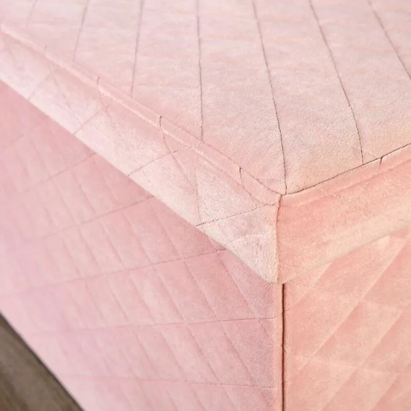 Linen Fabric Pink Foldable Storage Box