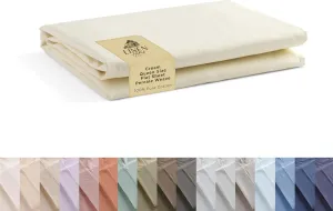 Linen Home 100% Cotton Percale 1 Flat Sheet, Queen Size - Crisp, Cool and Strong Bed Linen, Luxury Breathable Sheet, Cream