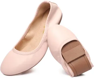 LM Women's Ballet Flats Round Toe Slip On Flats Shoes Casual Dress Shoes Foldable Portable Travel Ballet Flat