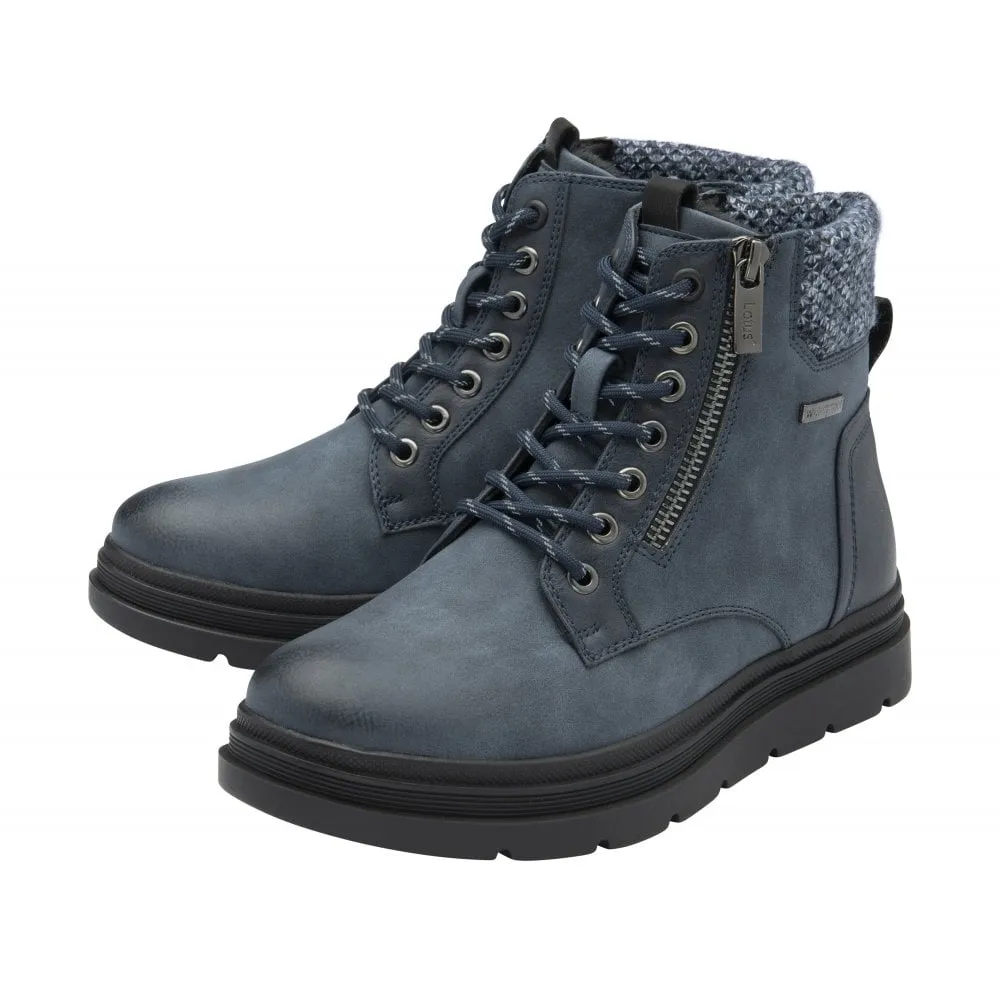 Lotus Saundra Women's Lace Up / Zip Up Ankle Boot Blue