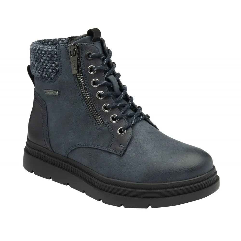 Lotus Saundra Women's Lace Up / Zip Up Ankle Boot Blue