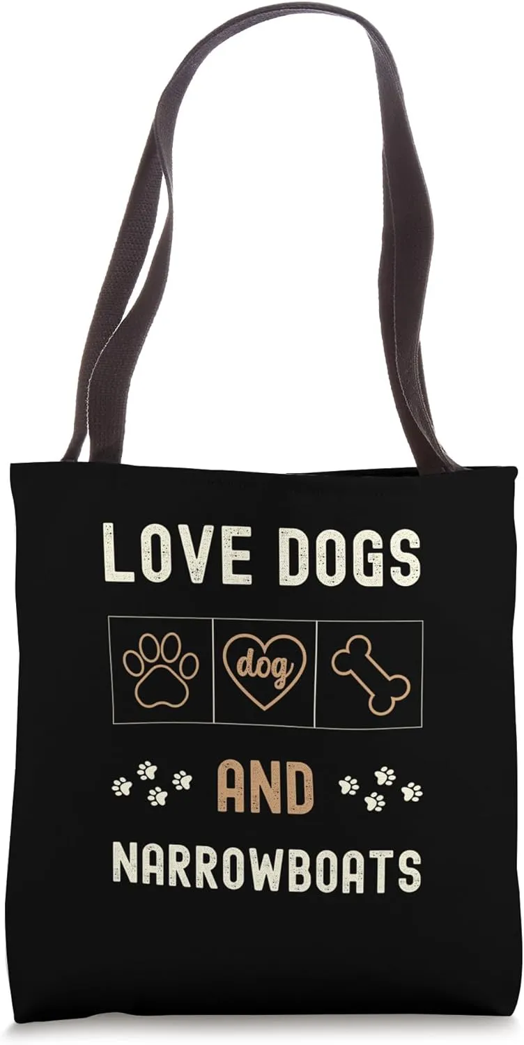 Love Dogs Narrowboats Canals Barges Dog Owners Walker Tote Bag