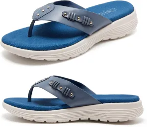 LRECHEU Wedge Flip Flops Sandals for Women, Lightweight Casual Thong Sandals Like Walking On Clouds