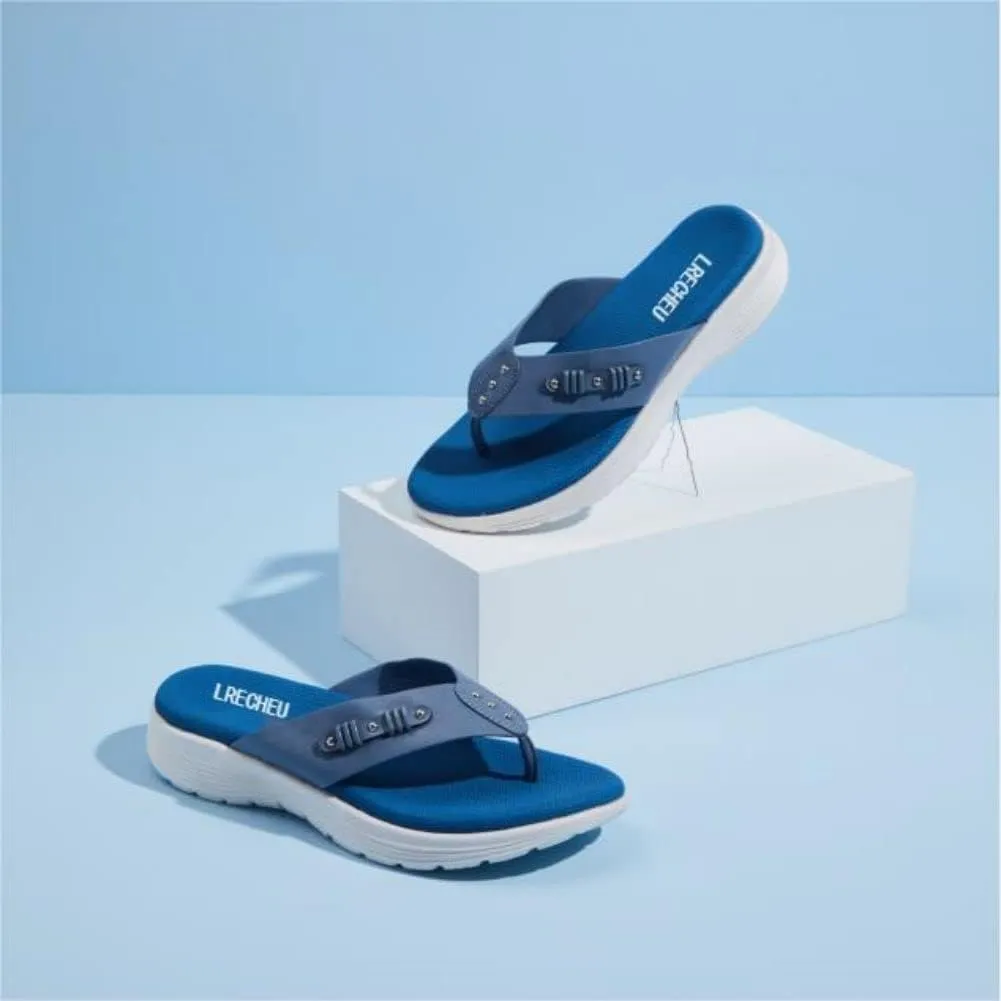 LRECHEU Wedge Flip Flops Sandals for Women, Lightweight Casual Thong Sandals Like Walking On Clouds