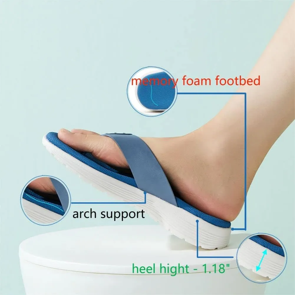 LRECHEU Wedge Flip Flops Sandals for Women, Lightweight Casual Thong Sandals Like Walking On Clouds