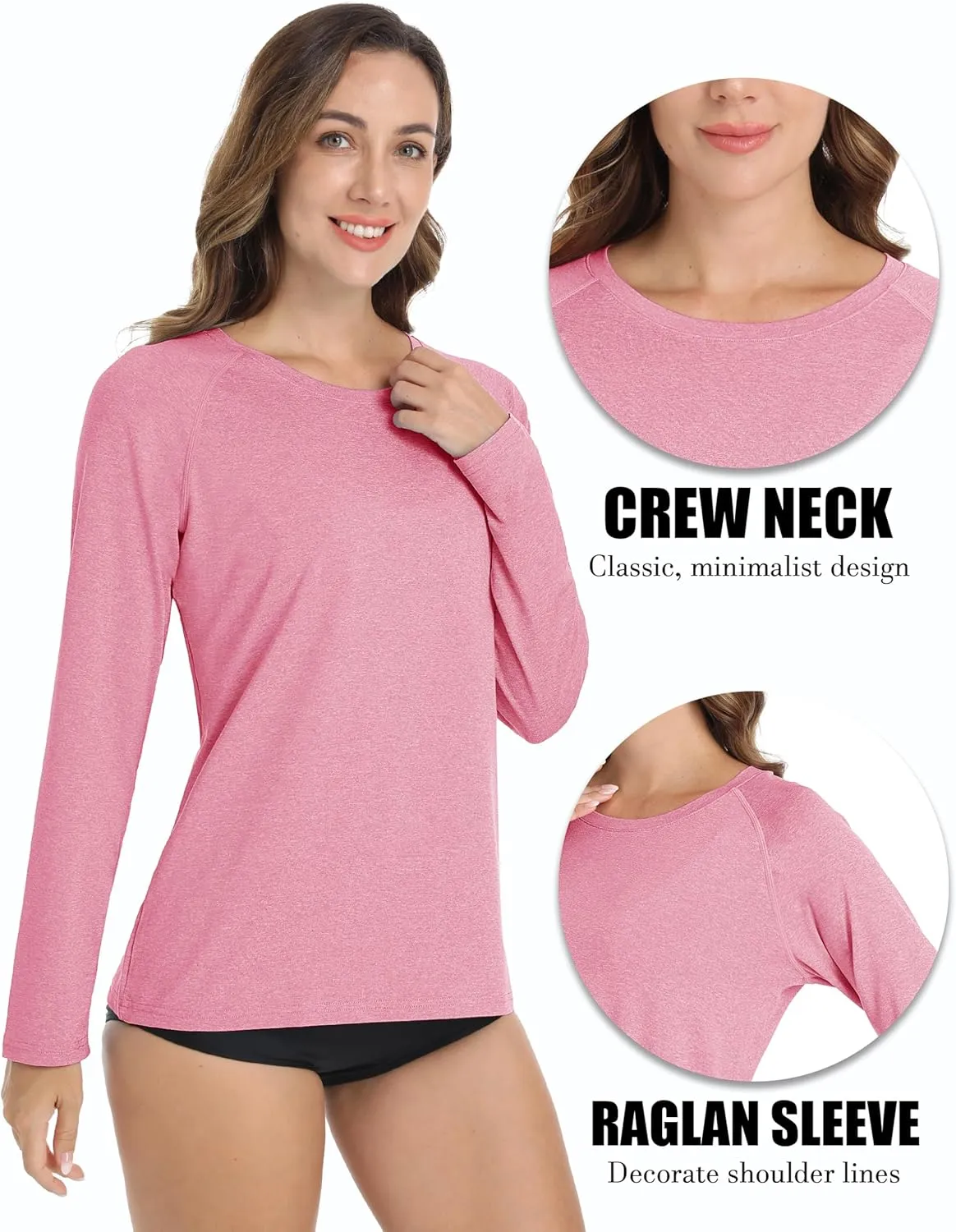 MAGCOMSEN Women's Long Sleeve Shirts UPF 50  Workout Tops Sun Protection Athletic Running Swim Rash Guard