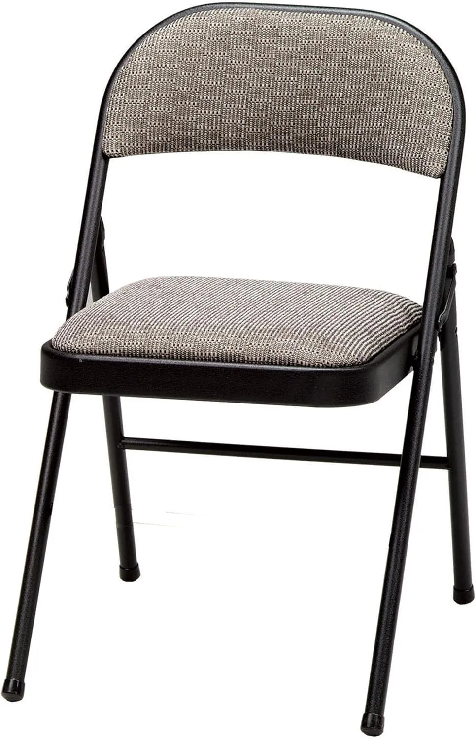 MECO 4 Pack Padded Folding Chairs, Cushioned Metal Fabric Foldable Chair, Black