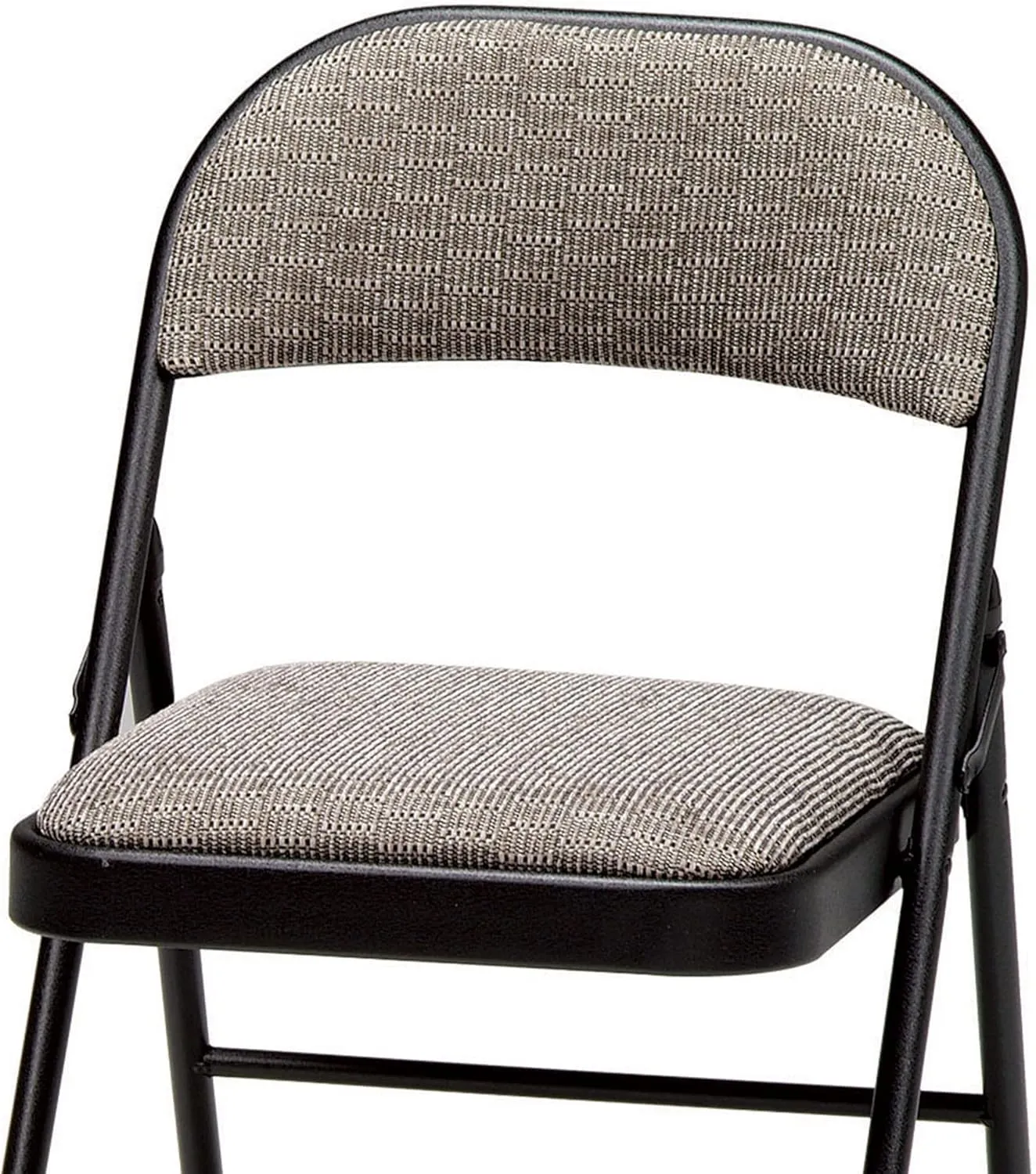 MECO 4 Pack Padded Folding Chairs, Cushioned Metal Fabric Foldable Chair, Black