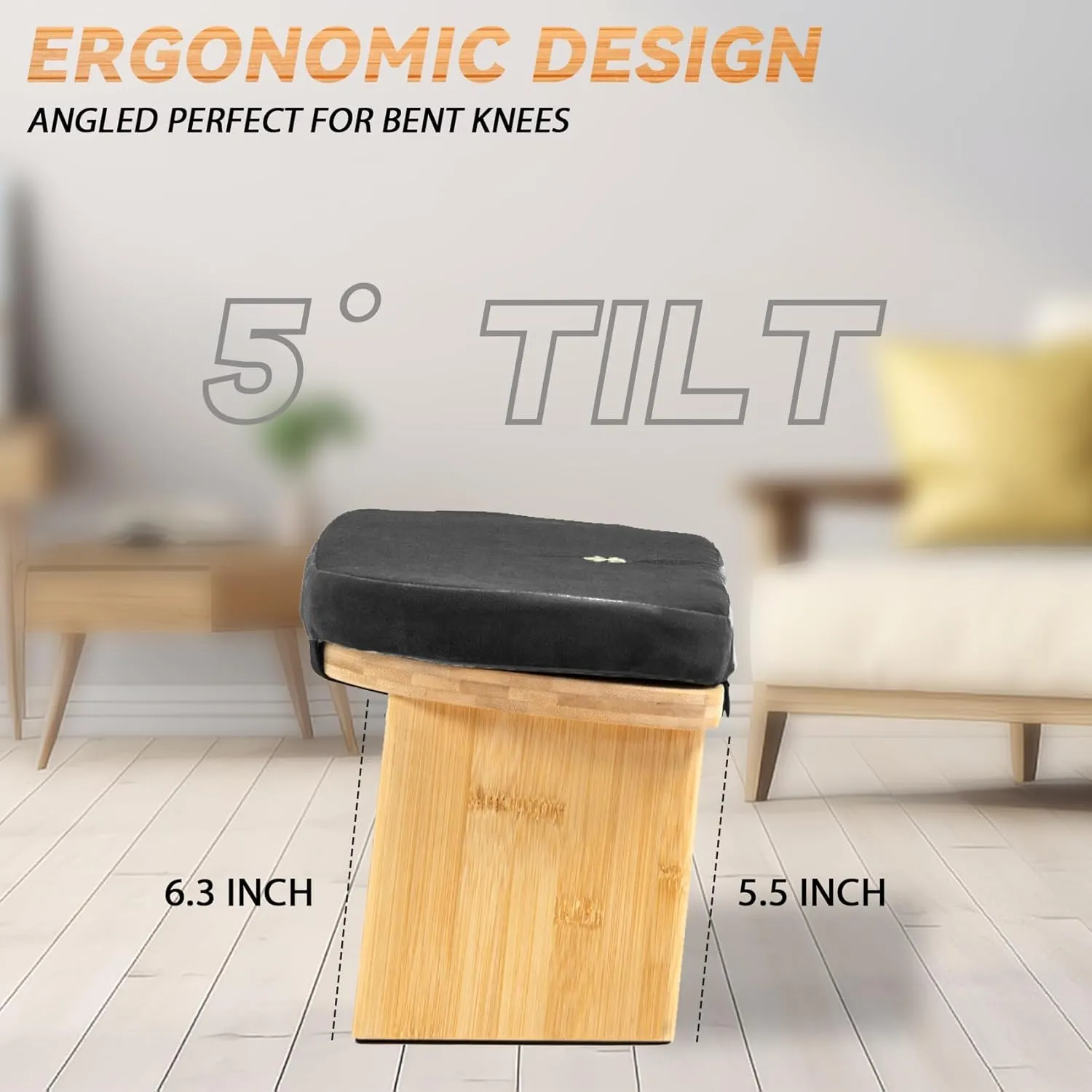 Meditation Bench, Bamboo Meditation Stool, Folding Kneeling Meditation Bench, Seiza Prayer Bench, Prayer Bench with Meditation Cushion, Kneeling Stool (Black & Bag)