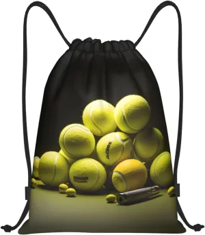 Medium Tennis diagram Print Lightweight Drawstring Backpack/Waterproof Sports Gym Travel Bag, for Unisex Men Women