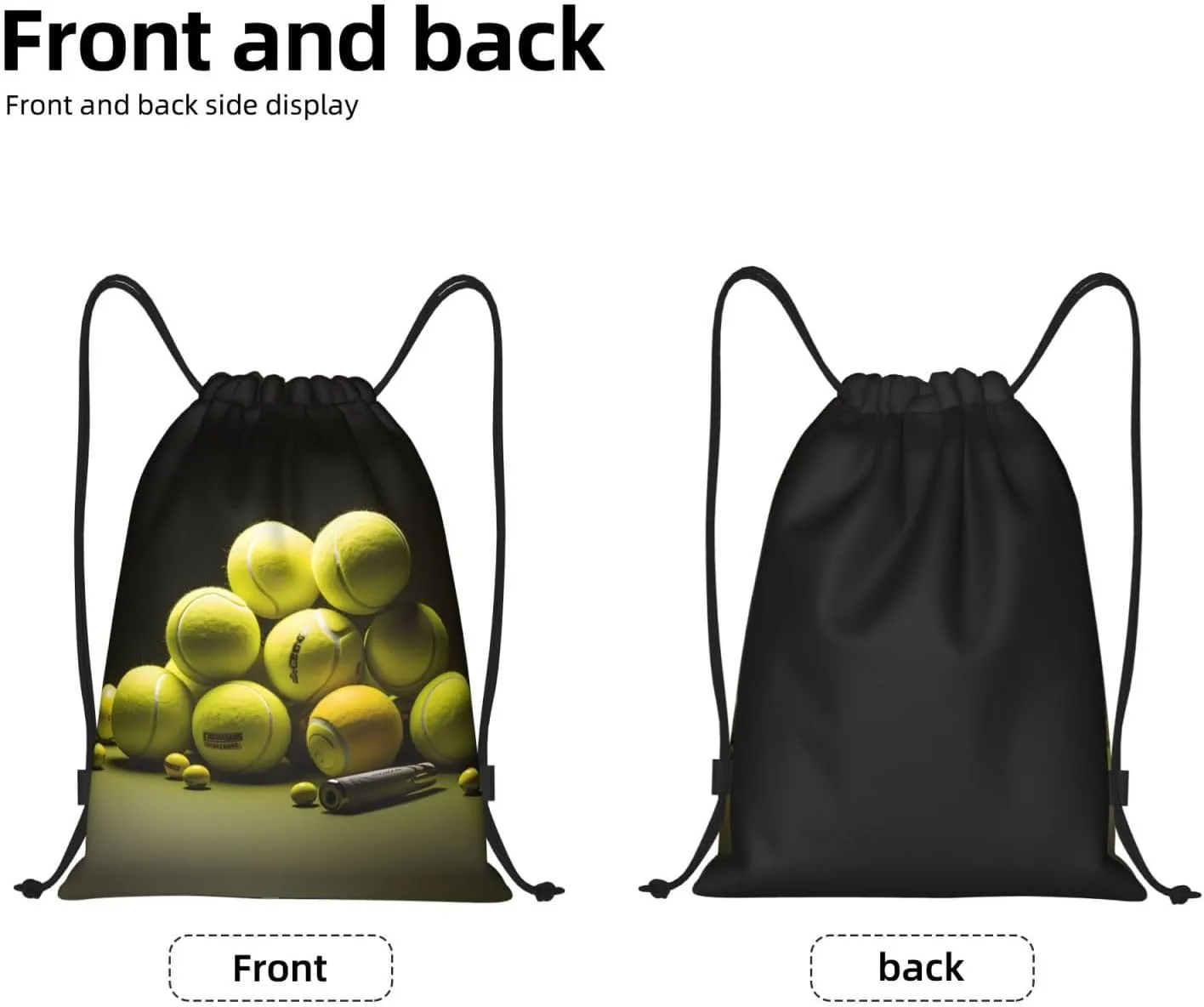 Medium Tennis diagram Print Lightweight Drawstring Backpack/Waterproof Sports Gym Travel Bag, for Unisex Men Women