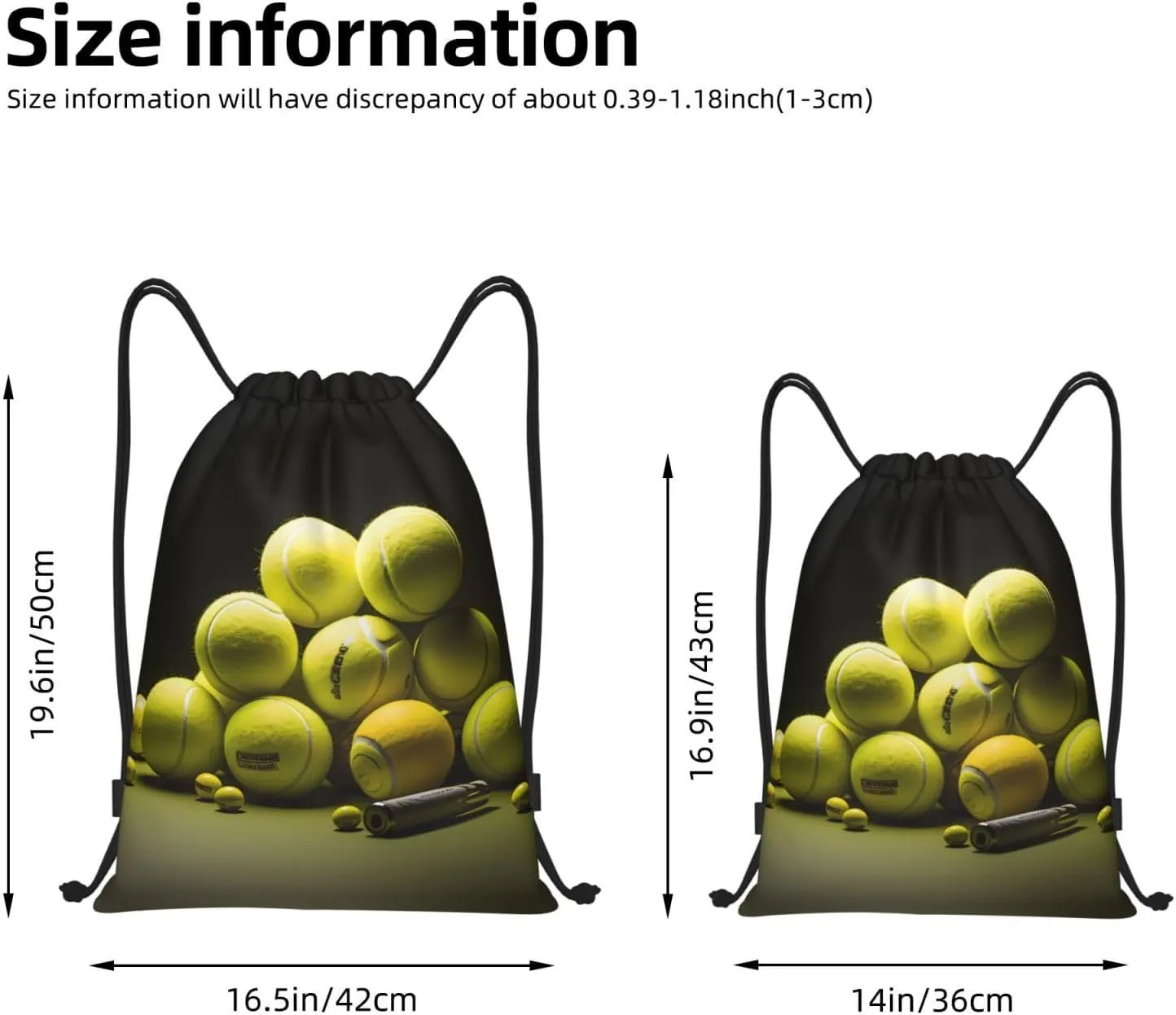 Medium Tennis diagram Print Lightweight Drawstring Backpack/Waterproof Sports Gym Travel Bag, for Unisex Men Women