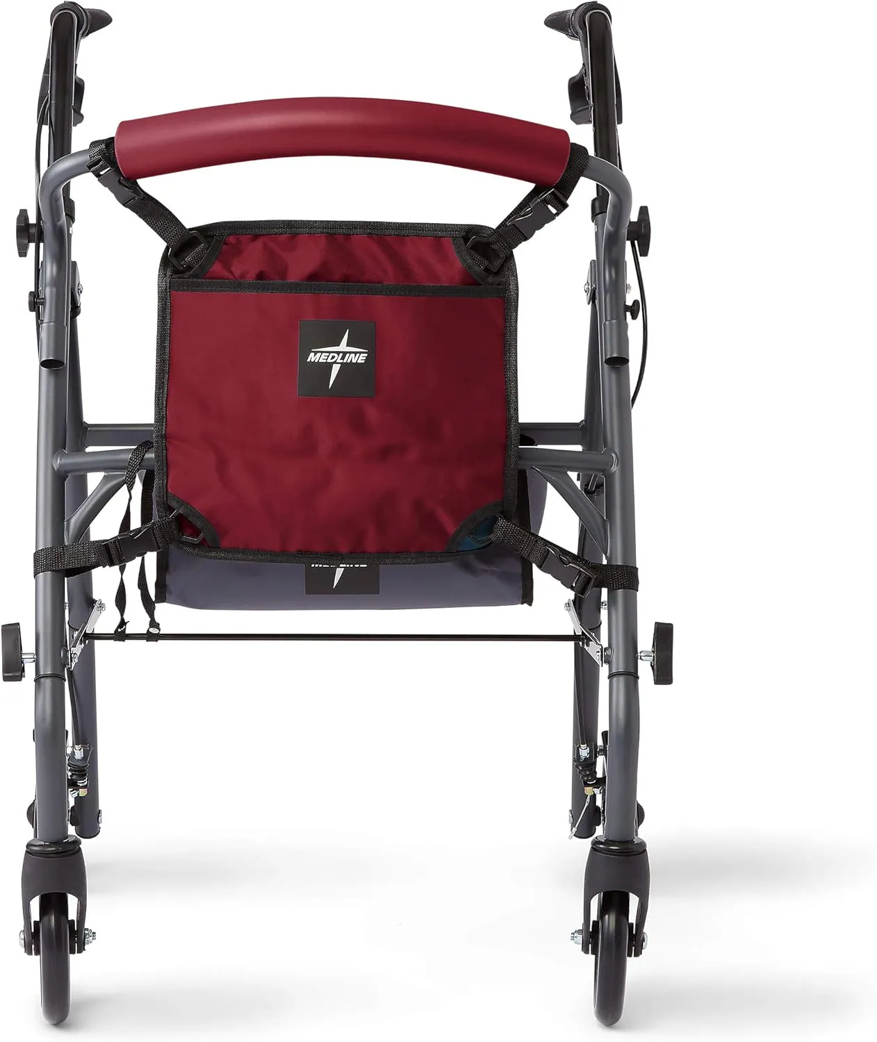 Medline Front Bag for Rollator Walkers, Adjustable Accessory Tote Easily Attaches to Most Walkers and Rollators, Red