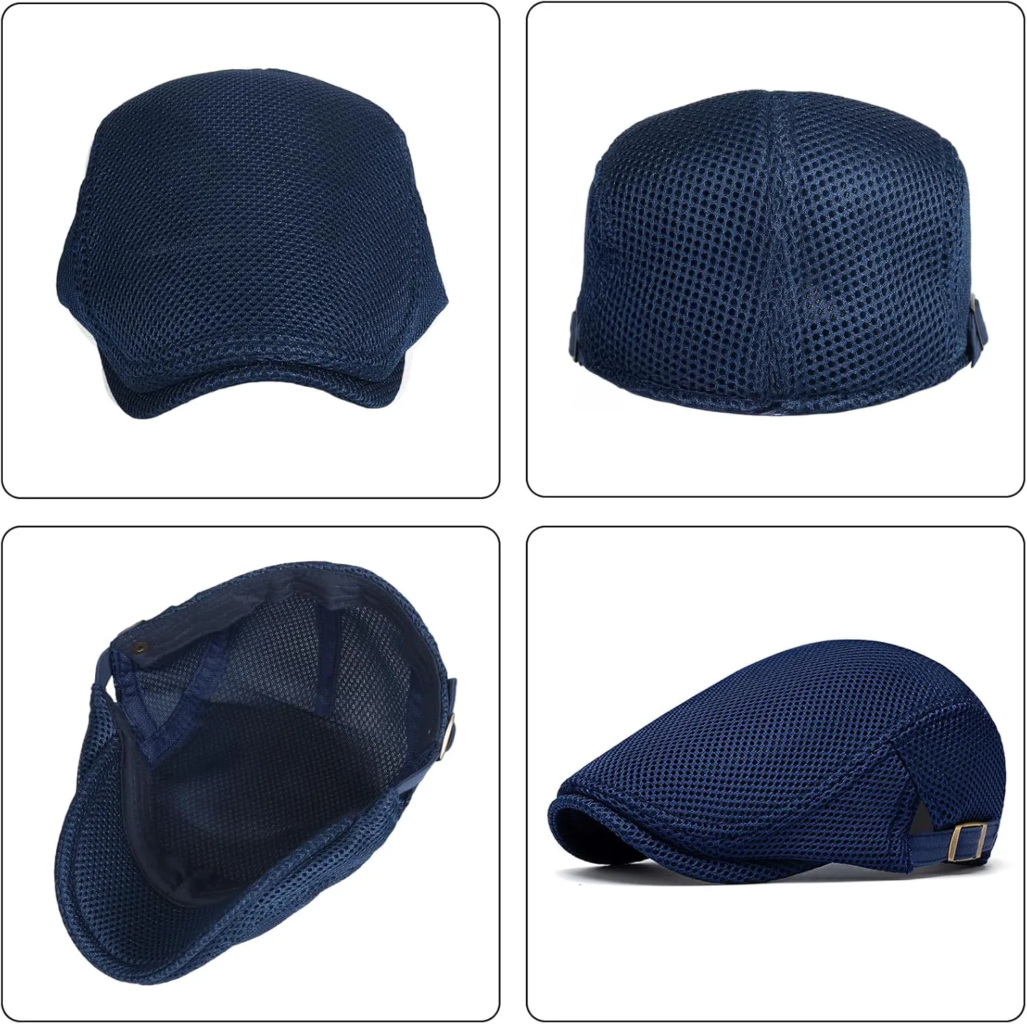 meioro Men's Mesh Flat Cap Breathable Summer Newsboy Hat Adjustable Beret Ivy Caps Irish Cabbie Driving Hats