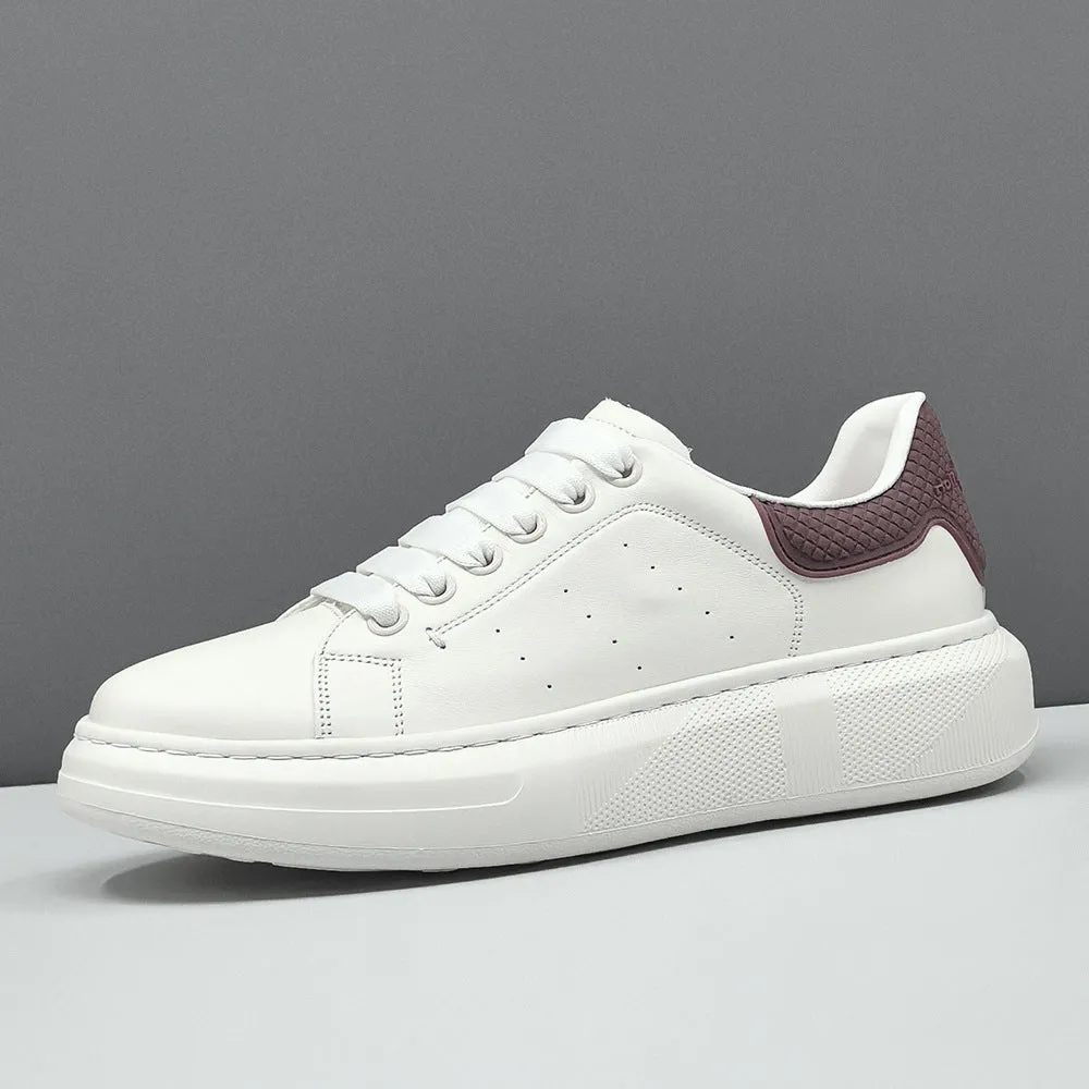 Men Fashion Breathable Leather Flat Court Sneakers