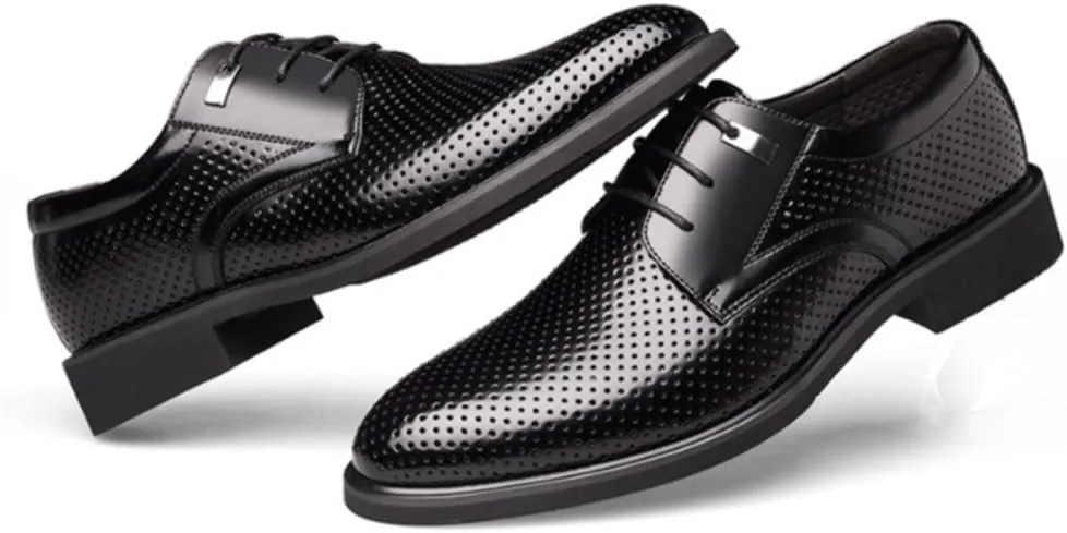 Men Genuine Leather Dress Shoes Breathable Hollow Formal Business Office Wedding Shoes Casual Footwear for Men