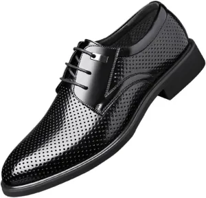 Men Genuine Leather Dress Shoes Breathable Hollow Formal Business Office Wedding Shoes Casual Footwear for Men