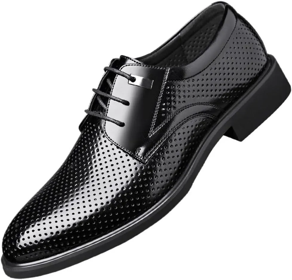 Men Genuine Leather Dress Shoes Breathable Hollow Formal Business Office Wedding Shoes Casual Footwear for Men
