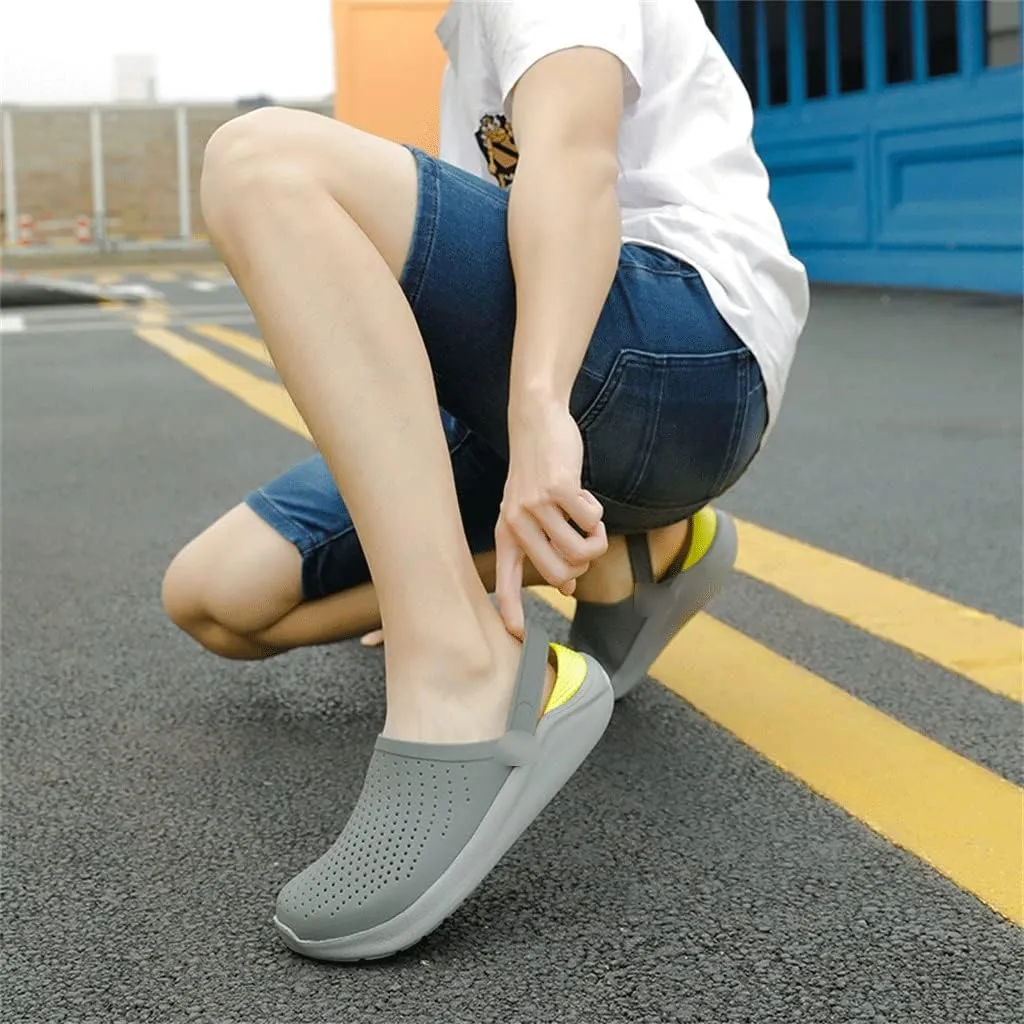 Men Sandals Rubber Clogs for Men Unisex Garden Shoes Black(White-Dinosaur Doodle4,44 Code)