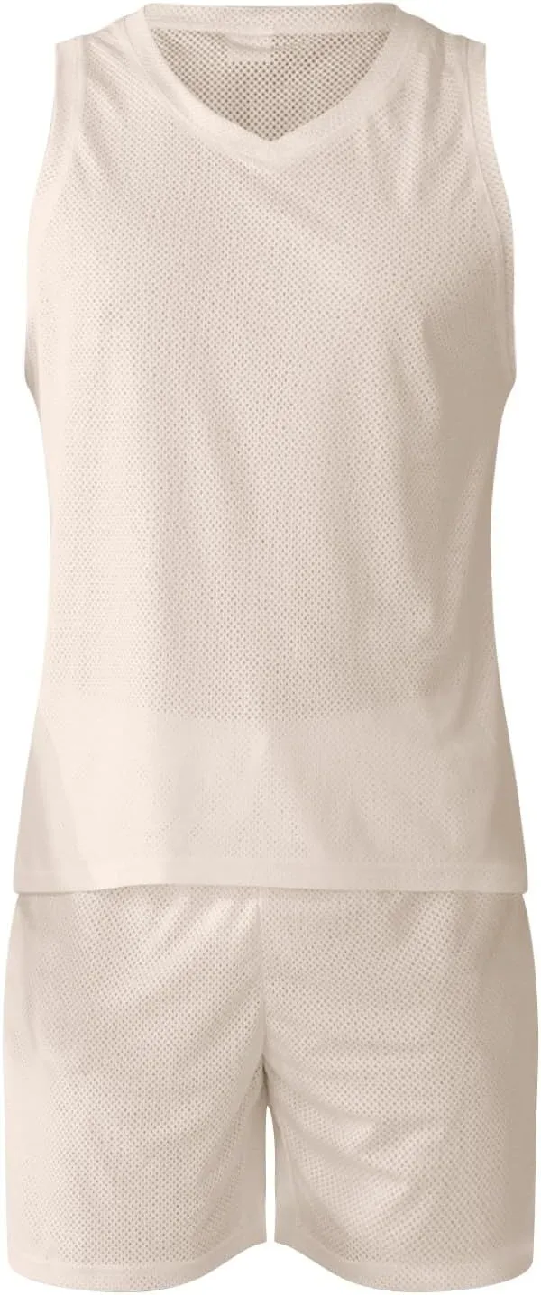 Men Sets Outfits 2 Piece Summer Beach Casual Vacation Sets Big and Tall Fashion Sleeveless Stylish Gym Basketball Shorts
