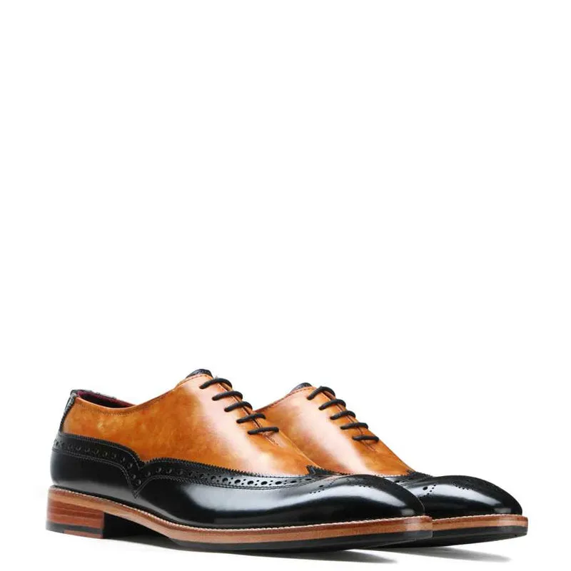Men Wingtip Solid Leather Formal Oxford Shoes