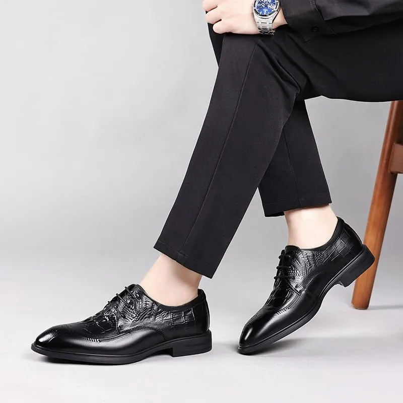 Men's Alligator Crocodile Print Oxfords Fashion Lace Up Dress Shoes