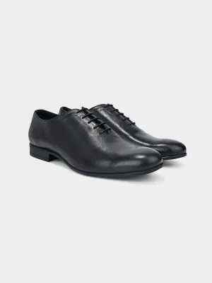 Men's Black Leather Lace-Up Oxford Shoes