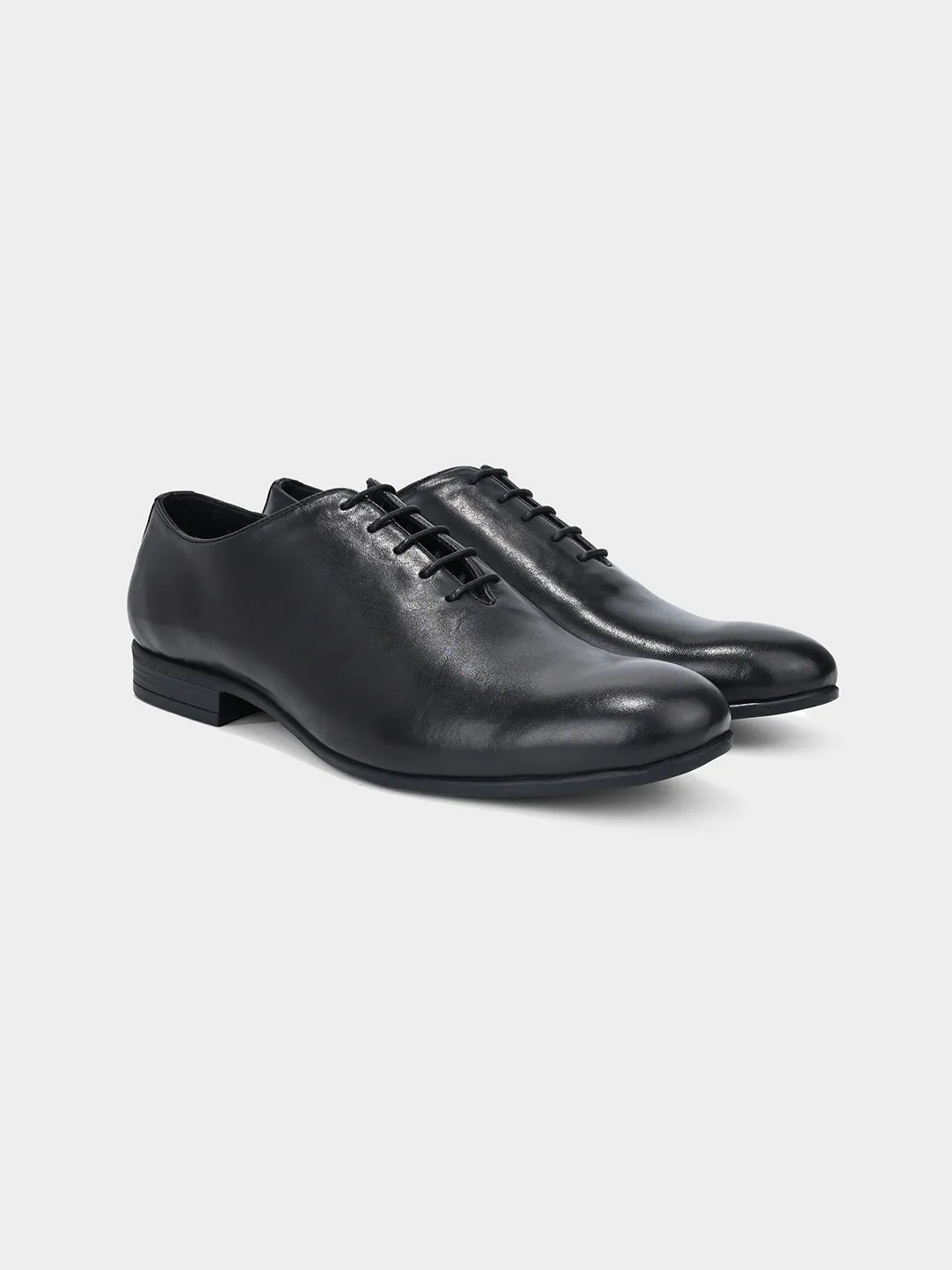 Men's Black Leather Lace-Up Oxford Shoes