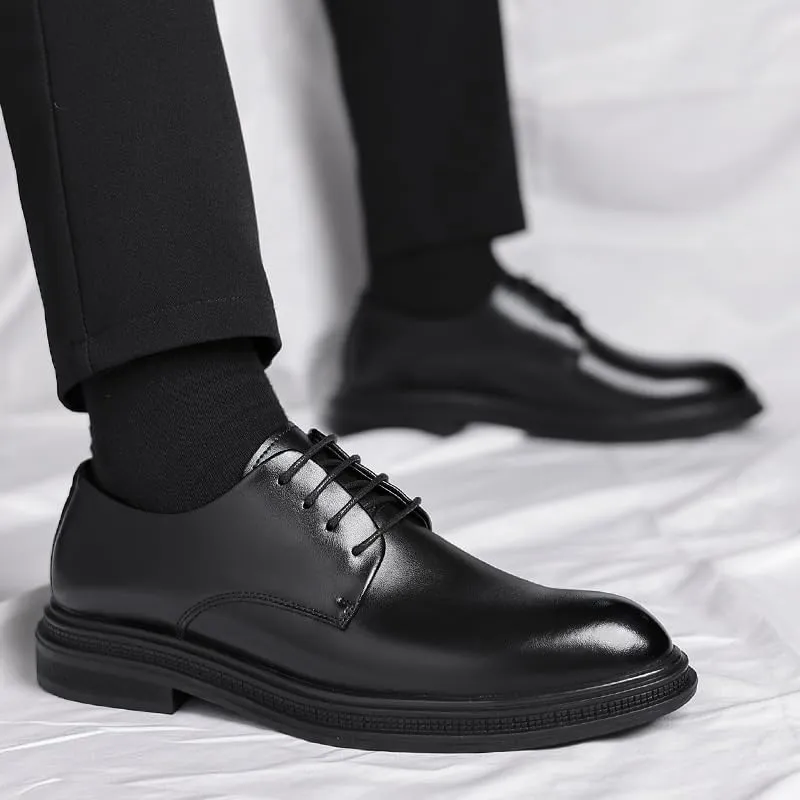 Mens Breathable Summer Spring Business Dress Shoes Low Cut Black Oxford Shoes British Style Commuter Shoes(6.5)