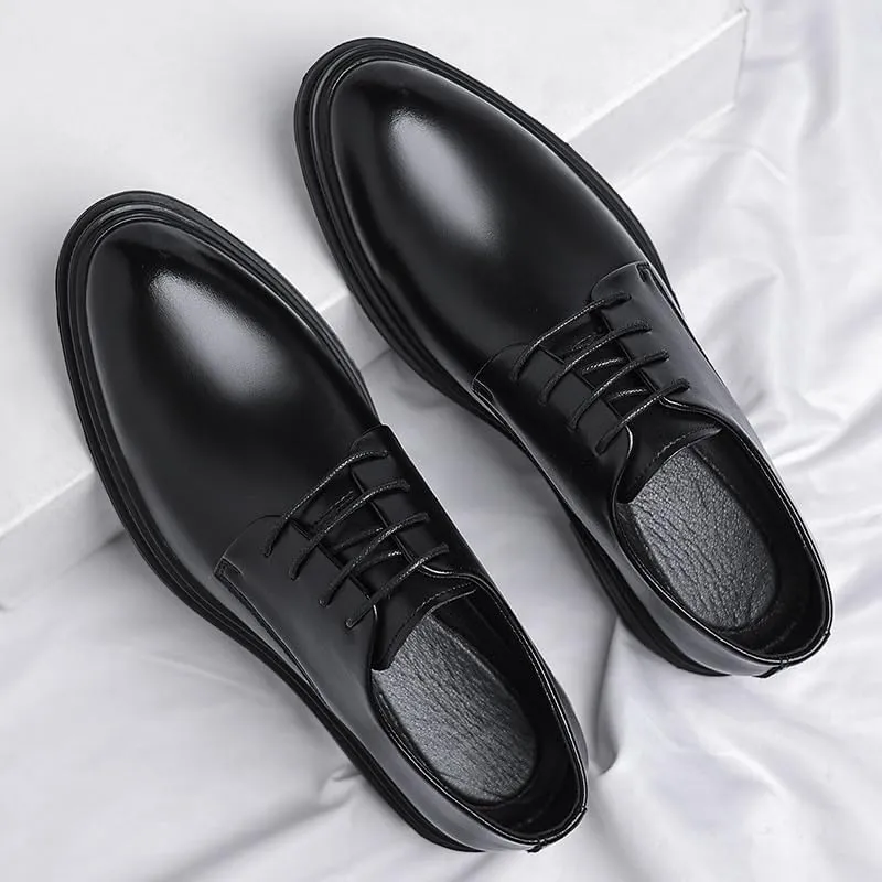 Mens Breathable Summer Spring Business Dress Shoes Low Cut Black Oxford Shoes British Style Commuter Shoes(6.5)