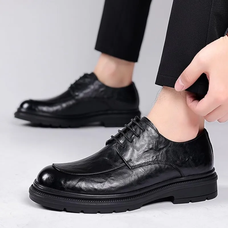 Men's Brogue Shoes Men Breathable Leather Wingtip Oxfords Shoes Slip On Pointed Toe Derbys Classic Shoes