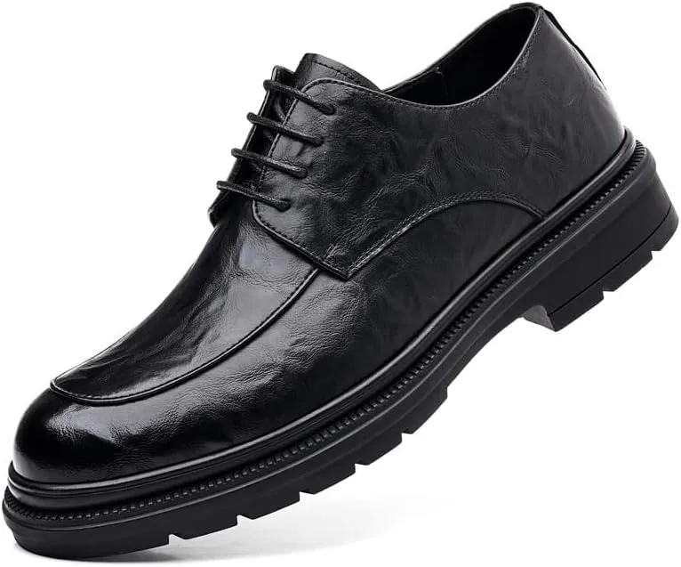 Men's Brogue Shoes Men Breathable Leather Wingtip Oxfords Shoes Slip On Pointed Toe Derbys Classic Shoes