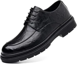 Men's Brogue Shoes Men Breathable Leather Wingtip Oxfords Shoes Slip On Pointed Toe Derbys Classic Shoes
