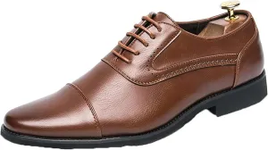Men's Business Shoes Spring/Summer Urban Oxford Shoes Work Shoes Low Heel Shoes Casual Dress Commuter Shoes, 7.5, Brown