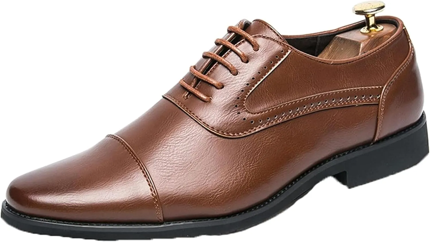 Men's Business Shoes Spring/Summer Urban Oxford Shoes Work Shoes Low Heel Shoes Casual Dress Commuter Shoes, 7.5, Brown