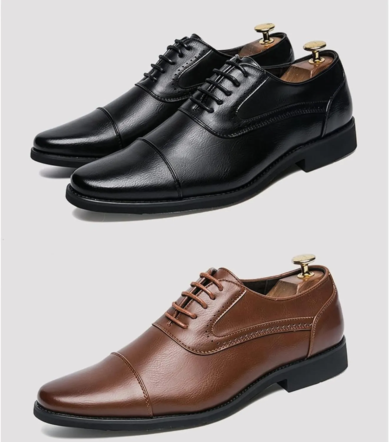 Men's Business Shoes Spring/Summer Urban Oxford Shoes Work Shoes Low Heel Shoes Casual Dress Commuter Shoes, 7.5, Brown