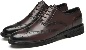 Men's Casual Business Oxford Dress Shoes Formal Pointed Toe Tuxedo Derby Shoes Leather Lace up Leather Lined Perforated Dress Oxfords Shoes for Men