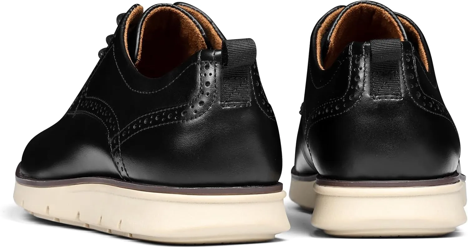 Mens Casual Dress Shoes Genuine Leather Plain Toe Mens Dress Sneakers Lightweight Comfortable Business Casual Oxford Shoes for Men