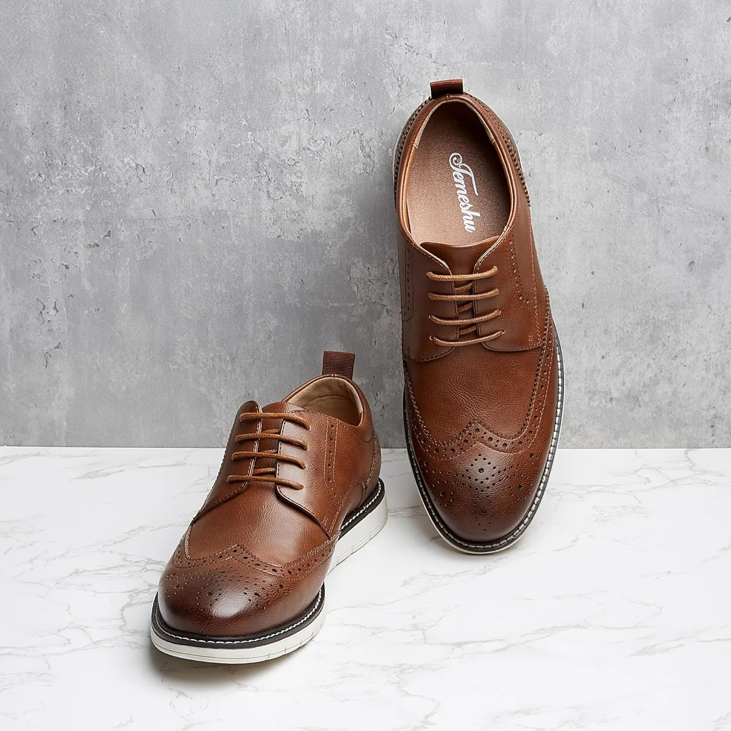 Men's Casual Oxfords Plain Toe Business Formal Dress Shoes Brown Black