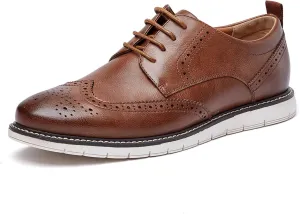 Men's Casual Oxfords Plain Toe Business Formal Dress Shoes Brown Black
