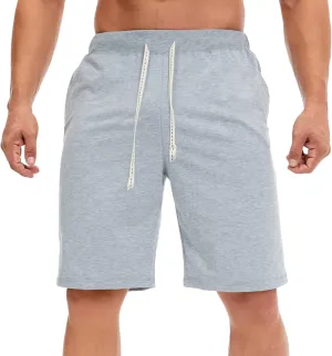 Mens Casual Shorts for Summer Beach Elastic Waist Drawstring Breathable Workout Short Pants Walking Exercise Trunks