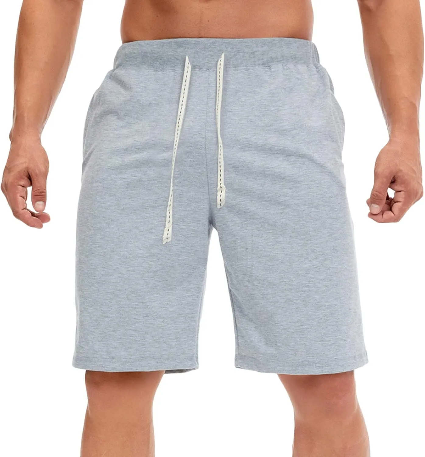 Mens Casual Shorts for Summer Beach Elastic Waist Drawstring Breathable Workout Short Pants Walking Exercise Trunks